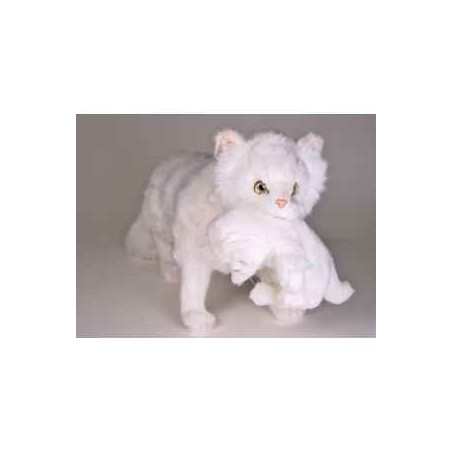 Animaux-Bois-Animaux-Bronzes propose Chat persan blanc 60 cm avec Chaton peluche animaux debout réaliste Piutre