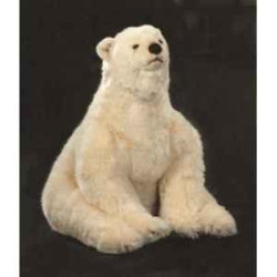 Décoration animaux Ours polaire 70 cm assis peluche réaliste Piutre 2127