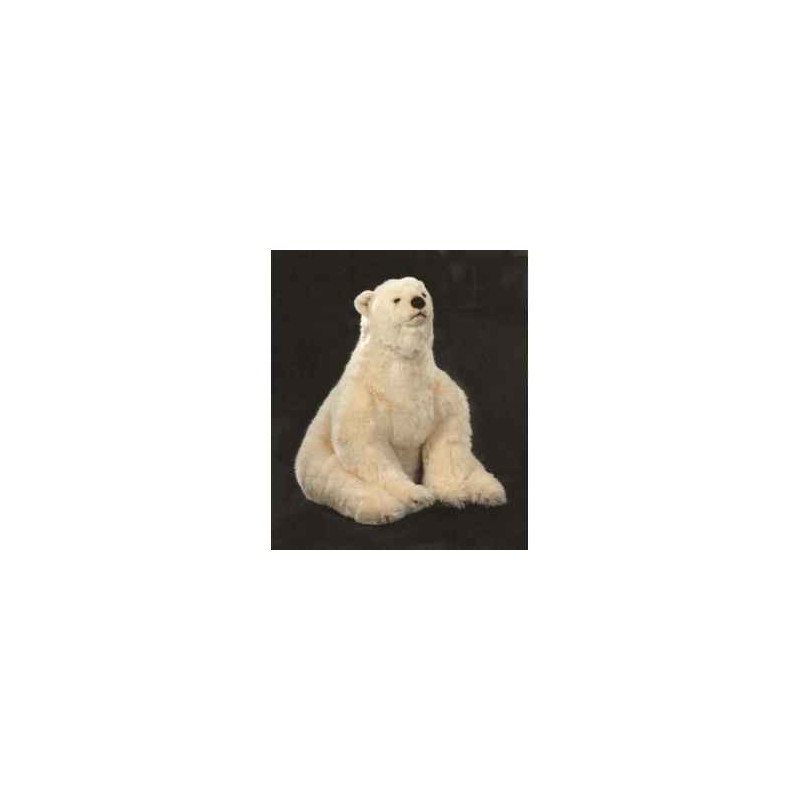 Décoration animaux Ours polaire 70 cm assis peluche réaliste Piutre 2127