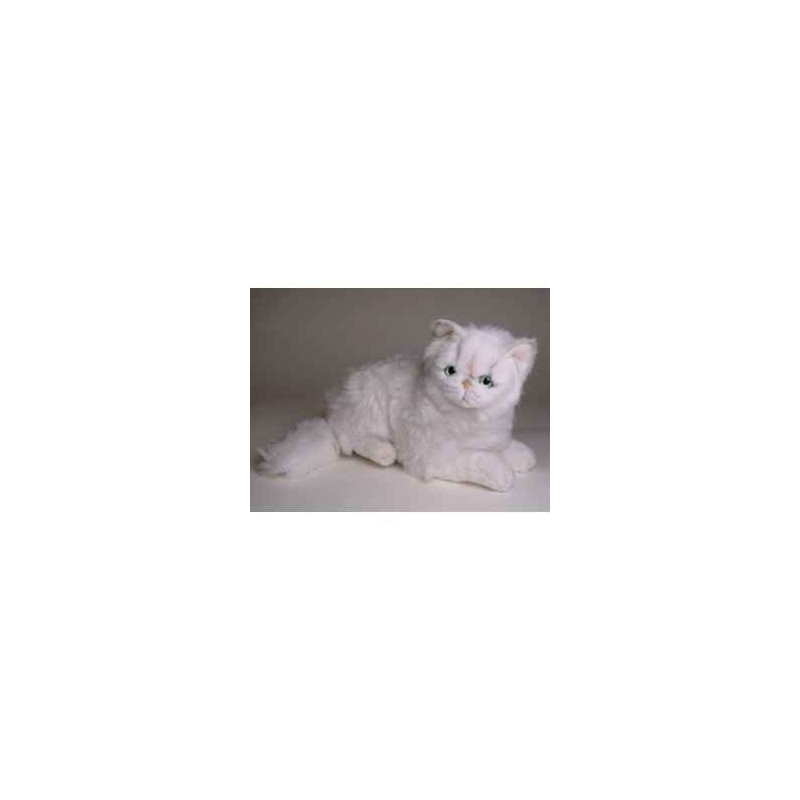 Peluche allongée chat persan chinchilla blanc 50 cm Piutre   2301