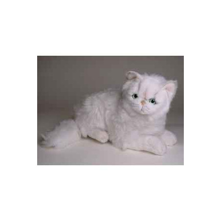 Animaux-Bois-Animaux-Bronzes propose Chat persan chinchilla blanc 50 cm peluche animaux allongés réaliste Piutre