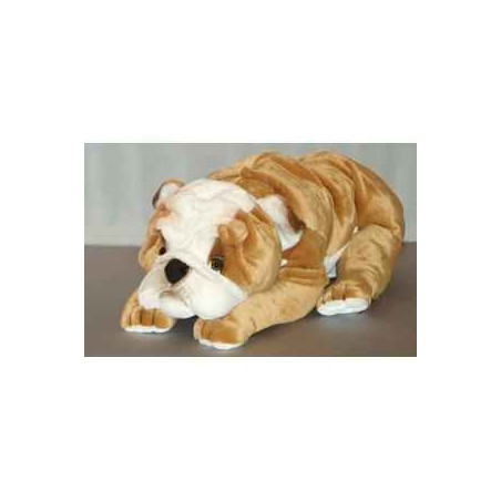 Animaux-Bois-Animaux-Bronzes propose Chien Bull-dog 90 cm peluche animaux allongés réaliste Piutre 276