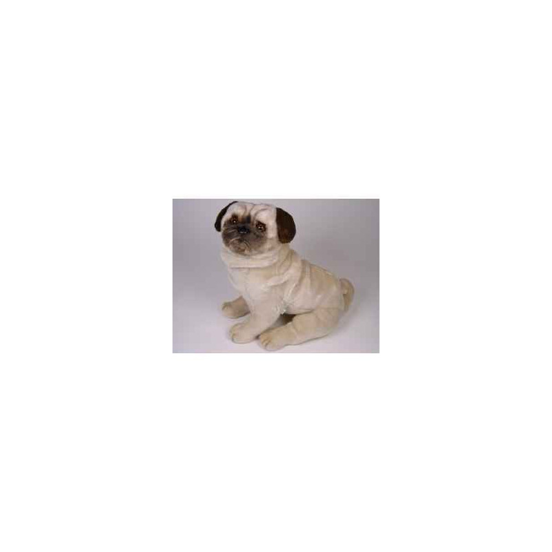 Animaux-Bois-Animaux-Bronzes propose Chien Carlin 50 cm assis peluche réaliste Piutre 2247