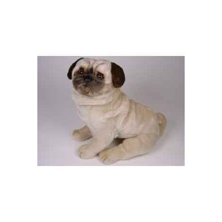 Animaux-Bois-Animaux-Bronzes propose Chien Carlin 50 cm assis peluche réaliste Piutre 2247