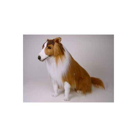 Animaux-Bois-Animaux-Bronzes propose Chien Collie 65 cm assis peluche réaliste Piutre 1273