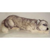 Peluche allongée Husky de Sibérie 70 cm Piutre   3329