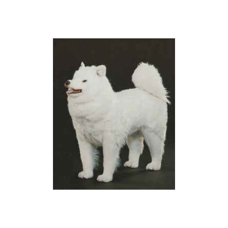 Animaux-Bois-Animaux-Bronzes propose Chien Samoyède 80 cm peluche animaux debout réaliste Piutre 3256