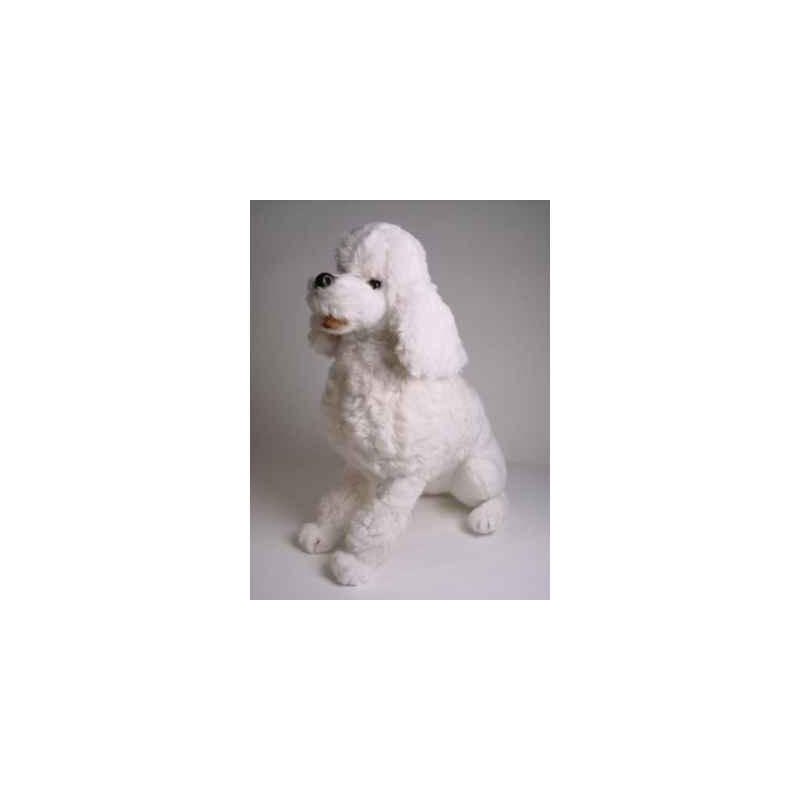 Animaux-Bois-Animaux-Bronzes propose Chien caniche blanc 60 cm assis réaliste Piutre 258