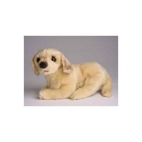 Animaux-Bois-Animaux-Bronzes propose Chien Mascotte golden retriever 20 cm peluche animaux allongés réaliste Piutre 4248