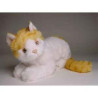 Animaux-Bois-Animaux-Bronzes propose Chat blanc et roux 30 cm peluche animaux allongés réaliste Piutre