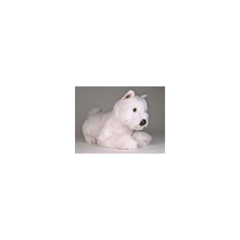 Animaux-Bois-Animaux-Bronzes propose Chien West higland scottish terrier 45 cm peluche animaux allongés réaliste Piutre 2276