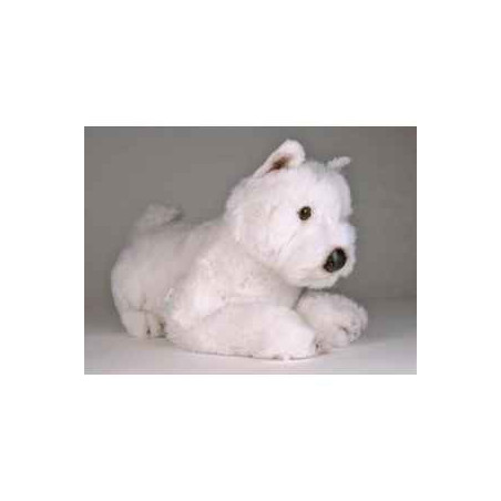 Animaux-Bois-Animaux-Bronzes propose Chien West higland scottish terrier 45 cm peluche animaux allongés réaliste Piutre 2276