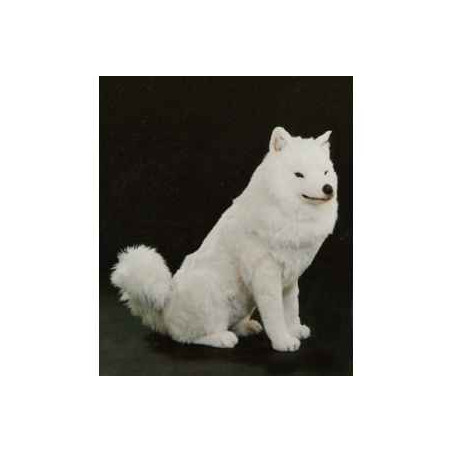 Peluche assise samoyède 80 cm Piutre   3257