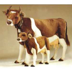  Animaux de la ferme Vache marron et blanche 240 cm peluche animaux debout réaliste Piutre 2703