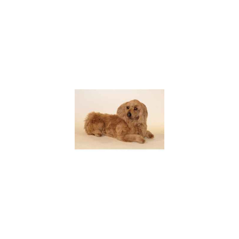 Animaux-Bois-Animaux-Bronzes propose Chien Teckel dachshund, poils longs 60 cm peluche animaux allongés réaliste Piutre 2253