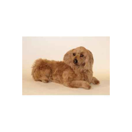 Animaux-Bois-Animaux-Bronzes propose Chien Teckel dachshund, poils longs 60 cm peluche animaux allongés réaliste Piutre 2253