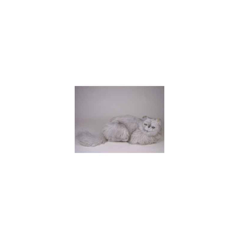 Animaux-Bois-Animaux-Bronzes propose Chat persan argenté 50 cm peluche animaux allongés réaliste Piutre