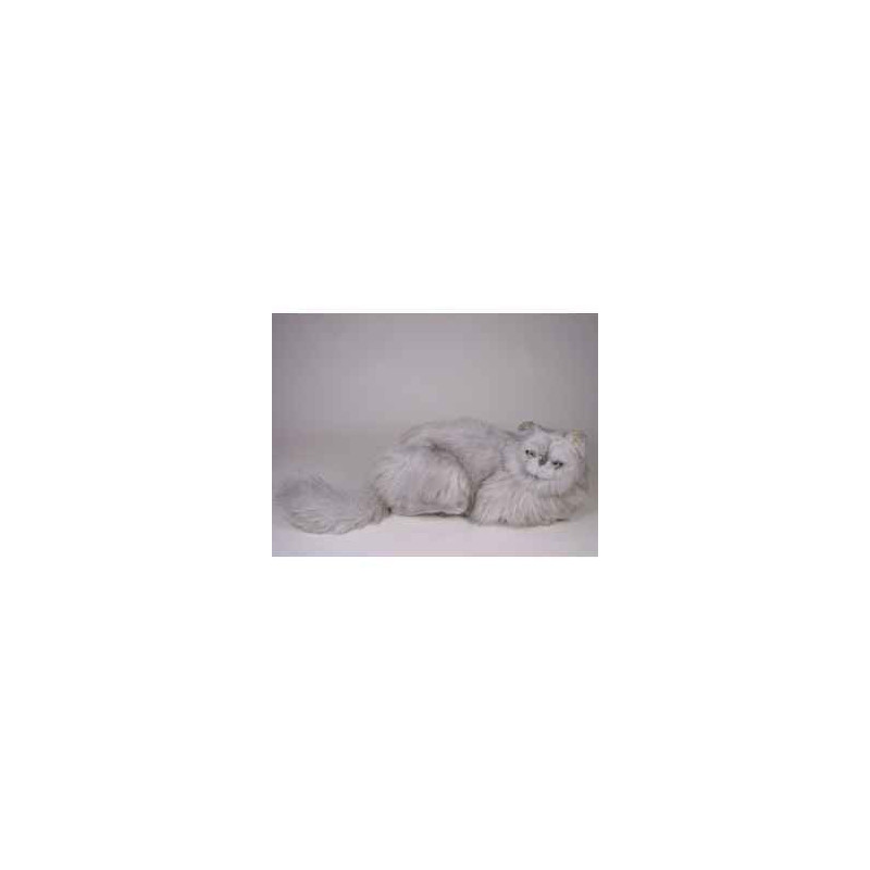 Peluche allongée chat persan argenté 50 cm Piutre   2423