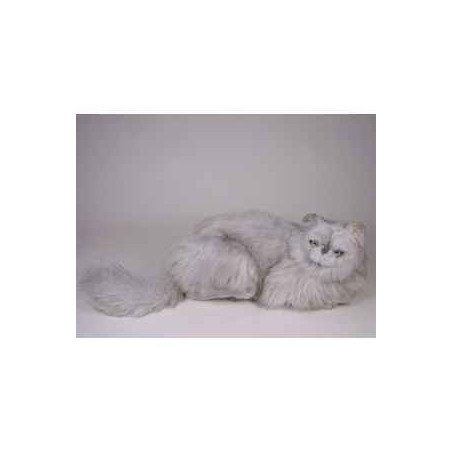 Peluche allongée chat persan argenté 50 cm Piutre   2423