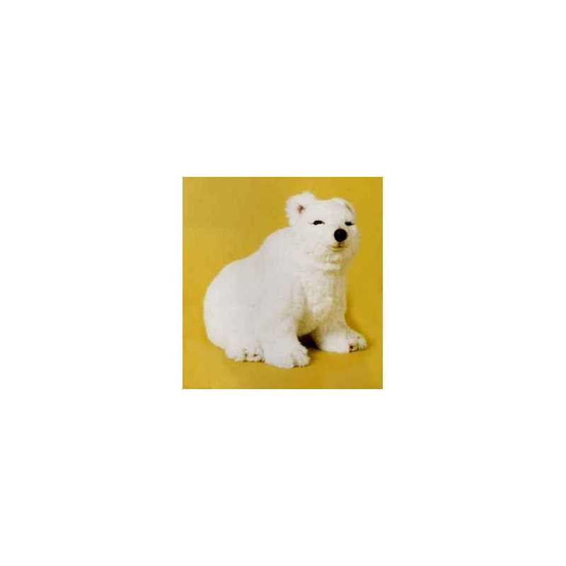 Décoration animaux Ours polaire 45 cm assis peluche réaliste Piutre 2115