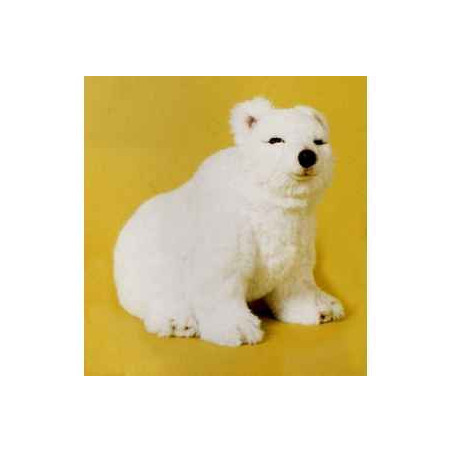 Décoration animaux Ours polaire 45 cm assis peluche réaliste Piutre 2115