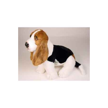 Animaux-Bois-Animaux-Bronzes propose Chien Basset-hound 45 cm assis peluche réaliste Piutre 3349