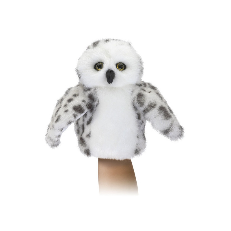 Marionnette peluche à doigt oiseau petit Harfang des neiges Folkmanis -3151