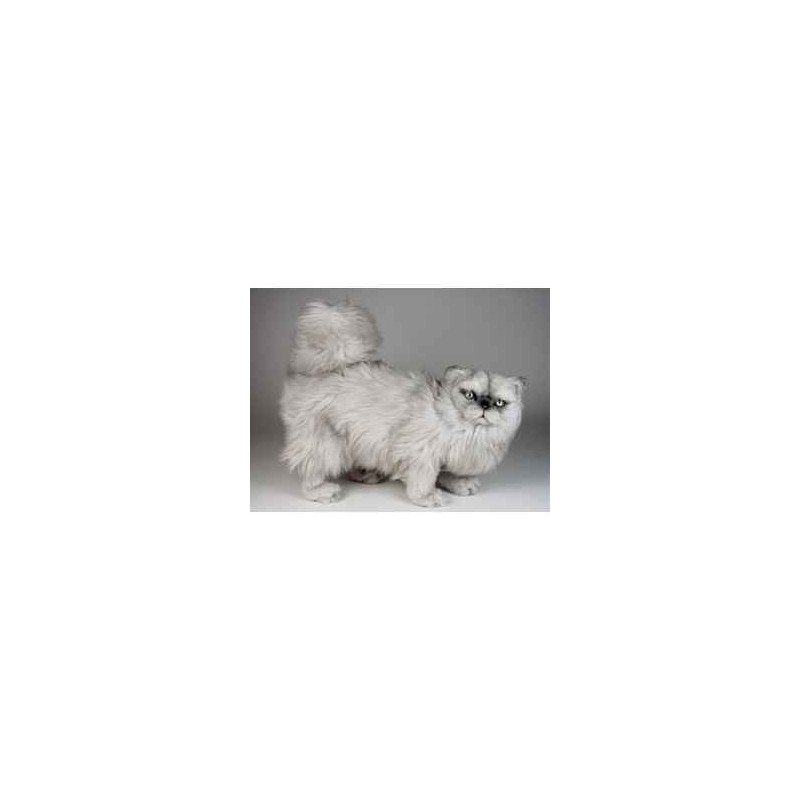 Animaux-Bois-Animaux-Bronzes propose Chat persan argenté 50 cm peluche animaux debout réaliste Piutre