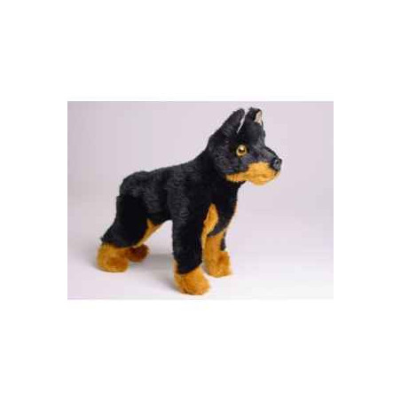 Animaux-Bois-Animaux-Bronzes propose Chien Doberman mascotte 24 cm peluche animaux debout réaliste Piutre 4288