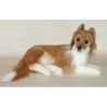 Animaux-Bois-Animaux-Bronzes propose Chien Collie 60 cm peluche animaux allongés réaliste Piutre 1277