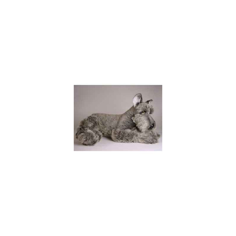 Animaux-Bois-Animaux-Bronzes propose Chien Schnauzer 50 cm peluche animaux allongés réaliste Piutre 1206
