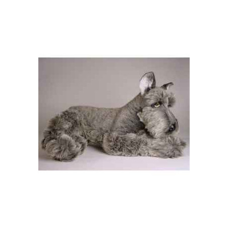 Animaux-Bois-Animaux-Bronzes propose Chien Schnauzer 50 cm peluche animaux allongés réaliste Piutre 1206