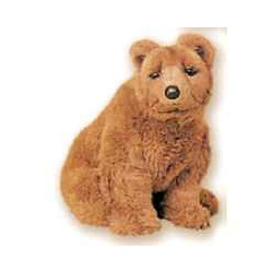 Décoration animaux Ours grizzly 45 cm assis peluche réaliste Piutre 2104
