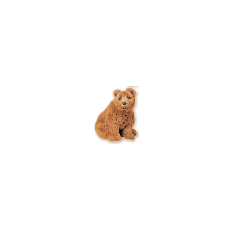 Décoration animaux Ours grizzly 45 cm assis peluche réaliste Piutre 2104