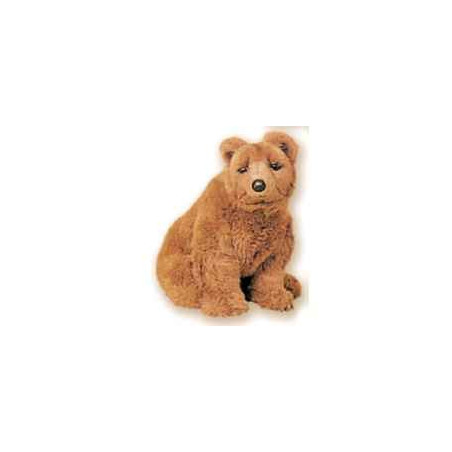 Décoration animaux Ours grizzly 45 cm assis peluche réaliste Piutre 2104