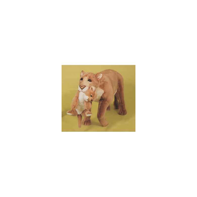 Félin Piutre Lionne avec son petit 140 cm peluche animaux debout -2503