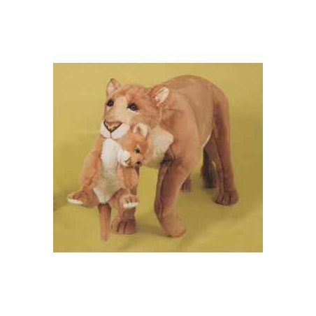 Félin Piutre Lionne avec son petit 140 cm peluche animaux debout -2503