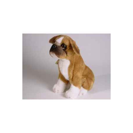 Animaux-Bois-Animaux-Bronzes propose Chien Boxer 30 cm assis peluche réaliste Piutre 2281