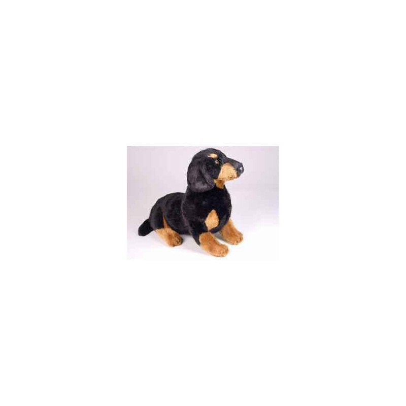 Animaux-Bois-Animaux-Bronzes propose Chien Teckel dachshund 35 cm assis peluche réaliste Piutre 1212