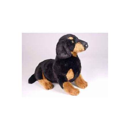 Animaux-Bois-Animaux-Bronzes propose Chien Teckel dachshund 35 cm assis peluche réaliste Piutre 1212