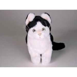 Animaux-Bois-Animaux-Bronzes propose Chat noir/blanc 25 cm assis réaliste Piutre
