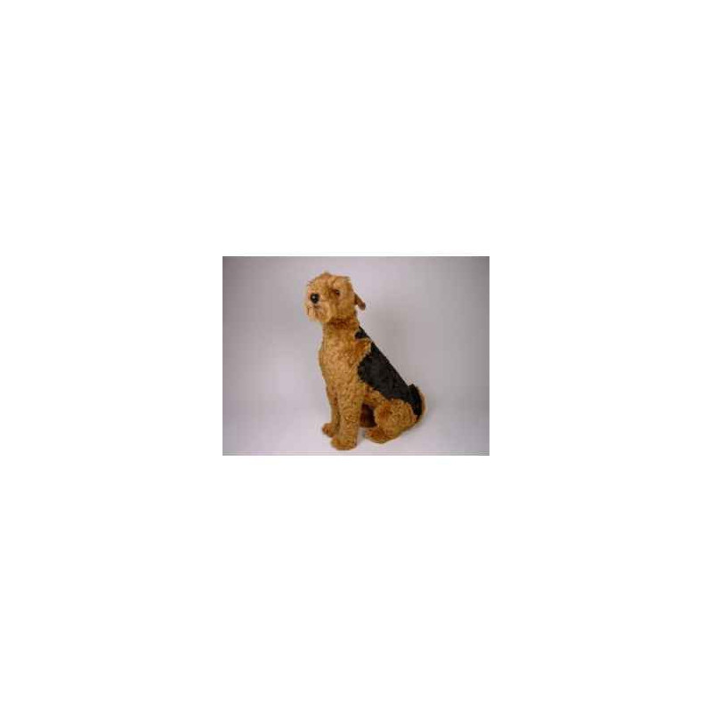 Animaux-Bois-Animaux-Bronzes propose Chien Airedale terrier 90 cm assis peluche réaliste Piutre 2218