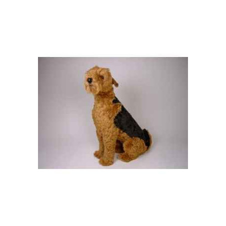 Animaux-Bois-Animaux-Bronzes propose Chien Airedale terrier 90 cm assis peluche réaliste Piutre 2218