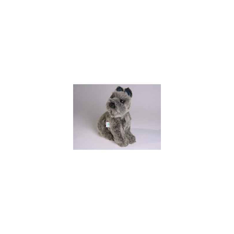 Animaux-Bois-Animaux-Bronzes propose Chien Schnauzer 28 cm assis peluche réaliste Piutre 1307