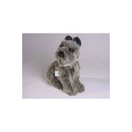 Animaux-Bois-Animaux-Bronzes propose Chien Schnauzer 28 cm assis peluche réaliste Piutre 1307