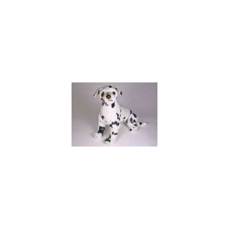 Animaux-Bois-Animaux-Bronzes propose Chien Grand Danois Harlequin 45 cm assis peluche réaliste Piutre 3264