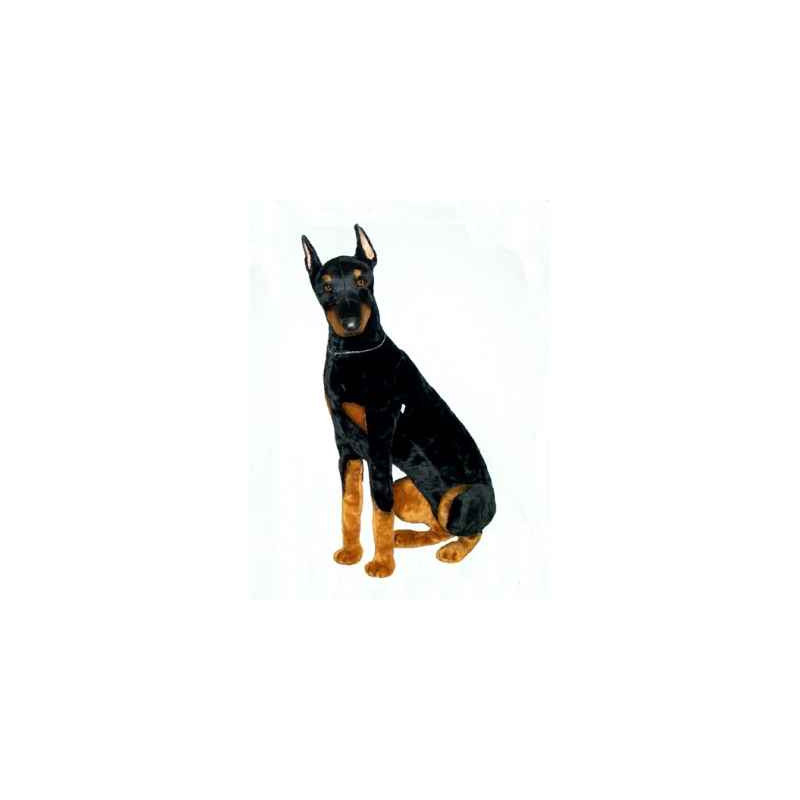 Animaux-Bois-Animaux-Bronzes propose Chien Doberman 90 cm assis peluche réaliste Piutre 266