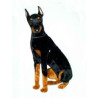 Animaux-Bois-Animaux-Bronzes propose Chien Doberman 90 cm assis peluche réaliste Piutre 266