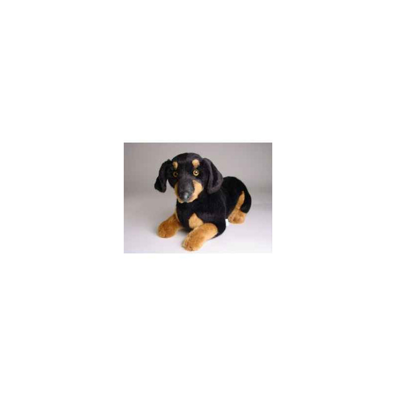 Animaux-Bois-Animaux-Bronzes propose Chien Teckel dachshund 35 cm peluche animaux allongés réaliste Piutre 1213