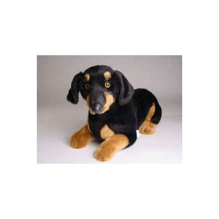 Animaux-Bois-Animaux-Bronzes propose Chien Teckel dachshund 35 cm peluche animaux allongés réaliste Piutre 1213